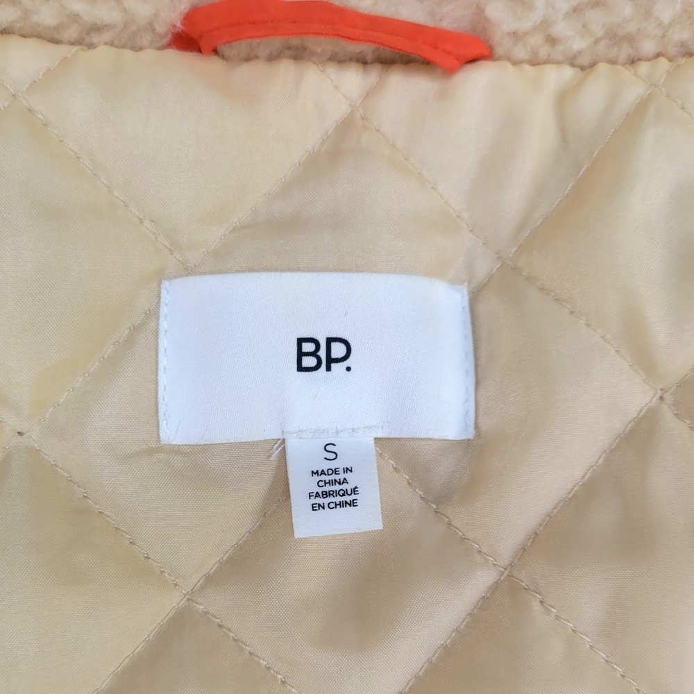 BP Women's Sherpa Jacket Small Cream Beige Oversized Cropped SOFT Coat Shacket - Picture 8 of 13
